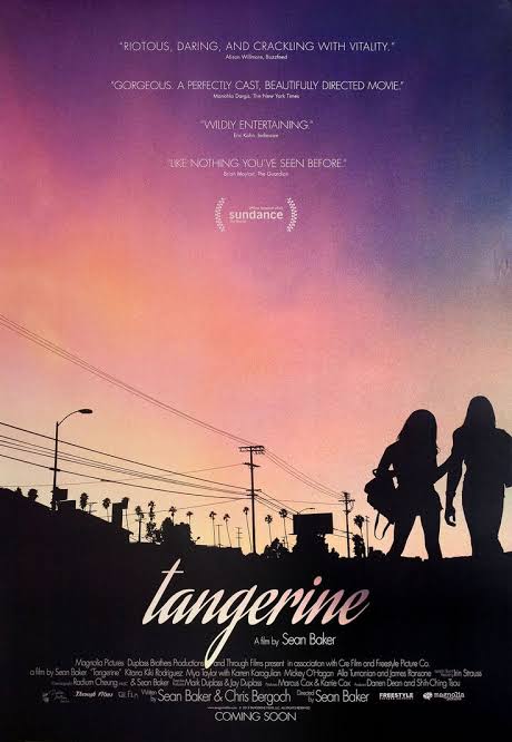 Ilustración original de Tangerine con una calle de Los Ángeles al atardecer